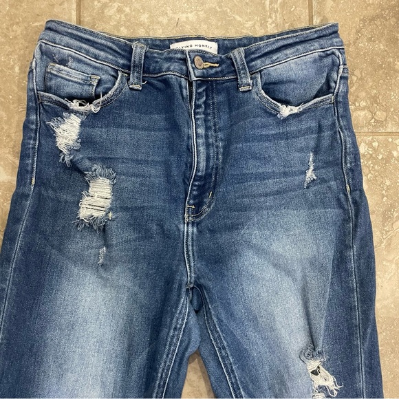 Flying Monkey Super High Rise Detailed Raw Hem Flare Jeans sz 30 - Picture 4 of 15